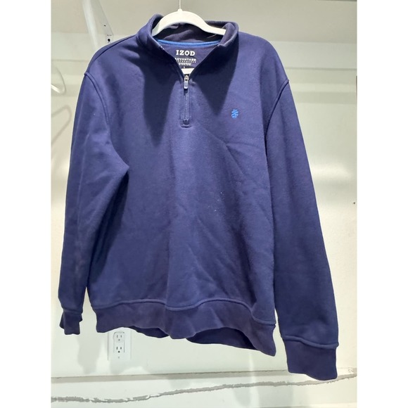 Izod Men's Quarter-Zip‎ Navy Blue Pullover Stretch Size Large - Picture 1 of 5